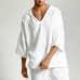 Men's 3/4 Sleeve Linen Hooded Shirt