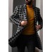 Mid-length Houndstooth Print Coat